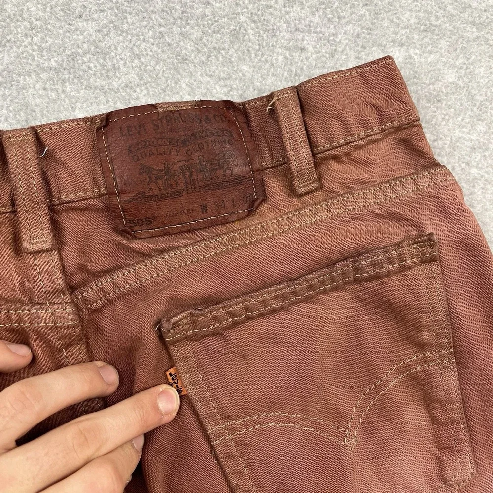Vintage  Levis 505 Brown‎ Dyed Mens 34 Relaxed Fit Jorts Denim Shorts 90s USA